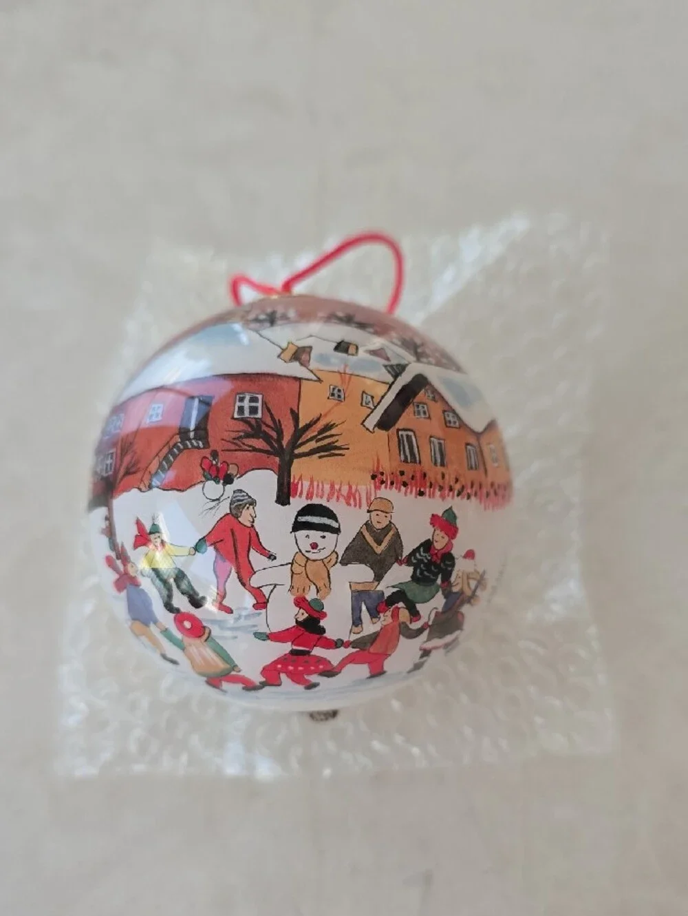 Set Of 2 Inside-Painted Glass Ornaments - Holiday and Winter Theme